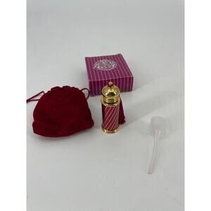 Glass Act Studios Red And Gold Swirl Perfume Bottle w Stopper And Bag